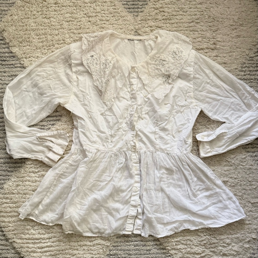 Anthropologie White Lace Blouse